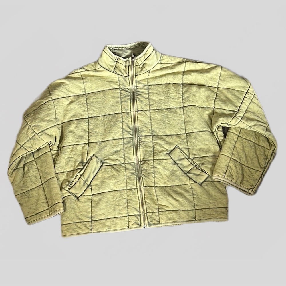 NWOT Forever 21 Light Olive Quilted Zippered Jacket Womens Sz Sm Chartreuse Lime